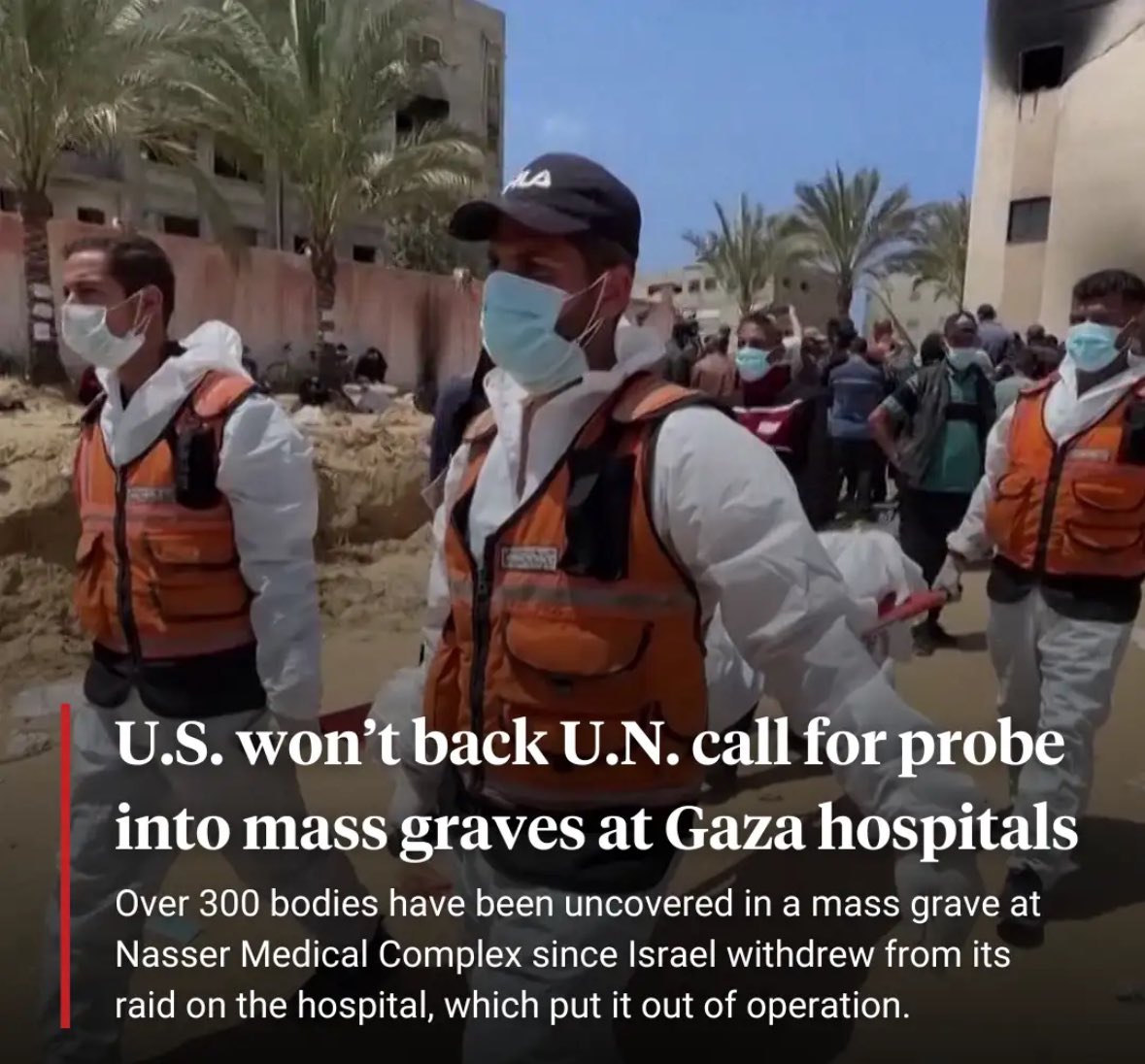 US won’t back and participate in the probe against Israel for the mass graves found in Khan Younis where anywhere from 300-700 bodies of executed Palestinians lie. The US has been the biggest enemy of the Palestinian people throughout history! Even more than Israel itself!…