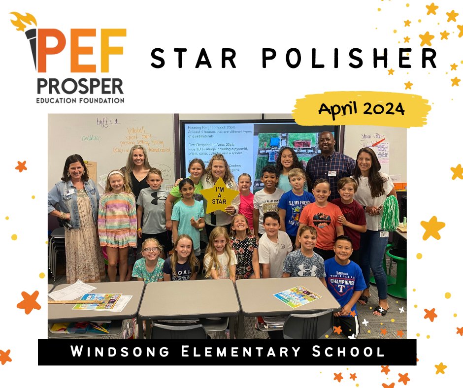 Your hard work and diligence shine within your students and classroom at Windsong Elementary school. PEF wants to congratulate, Ms. Cammack on being the April Star Polisher! 🌟🎉 #amazingteachers #starpolisher #windsongstrong