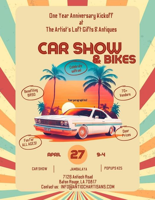 any BR/LA people want something to do on Sat? Me and my plants, woodburning,  and all my dad's Louisiana photography will be here for a car and bike show at the loft's 1 year anniversary
