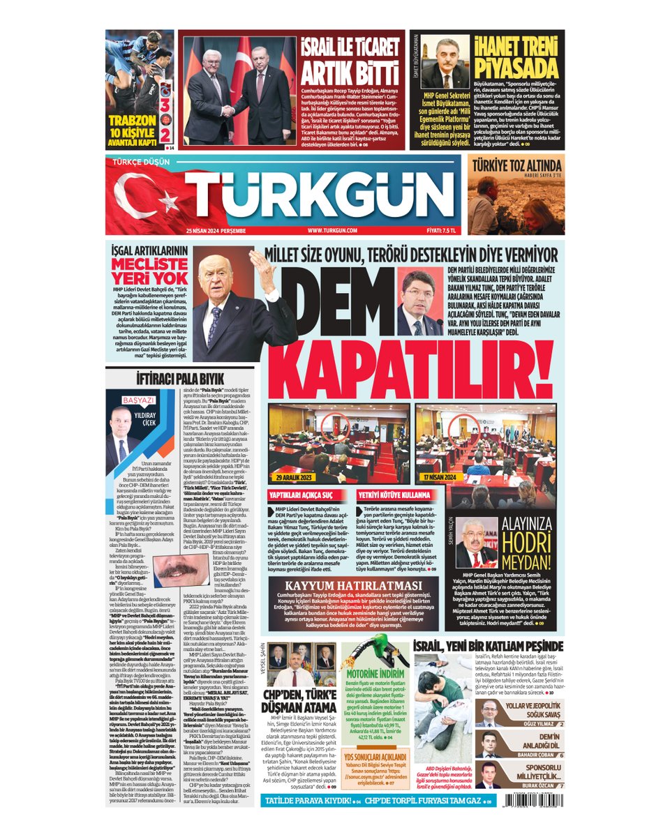 Gazetemizin 25 Nisan 2024 Perşembe baskısını inceleyebilirsiniz... #Türkgün #turkgungazetesi