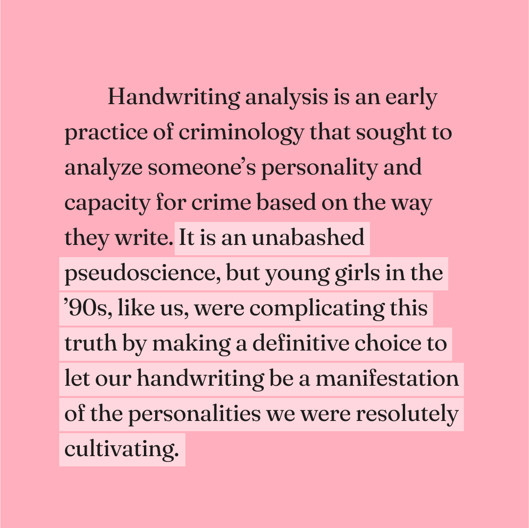 Today’s essay by Anu Khosla ( @anu_khosla ) is nostalgic trip back to the '90s where coming-of-age included secret notebooks, fancy handwriting, gel pens, and performing girlhood among friends. ↓ Read “Round Letters” chillsubs.com/writeordie/ess…