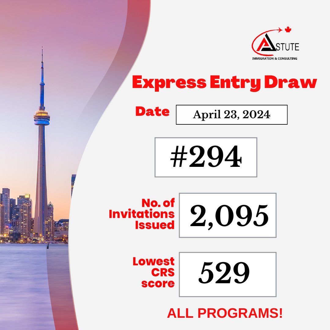 Yesterday's Express Entry Draw is for all programs!! Congratulations to all those invited

#ExpressEntry #ComeToCanada #CEC #PNP #FSW #AstuteImmigration #AskAstute #ExpressEntryDraw #ImmigrationConsultant #InvitationToApply