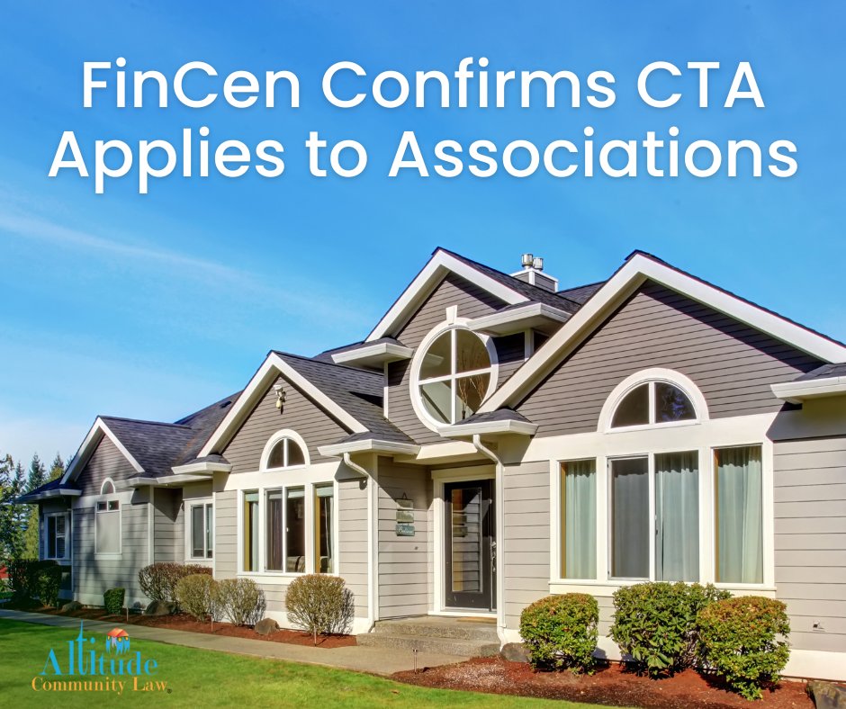 AltitudeLaw's tweet photo. CTA UPDATE: FinCen confirms the Corporate Transparency Act applies to HOAs. Check out Elina Gilbert’s latest blog post for more info! https://t.co/DzmSNYTQqV
#HOALaw #HOAManager #AltitudeCommunityLaw #ColoradoHOA #HOAEducation #CTA #CorporateTransparencyAct https://t.co/88tImUD7cc