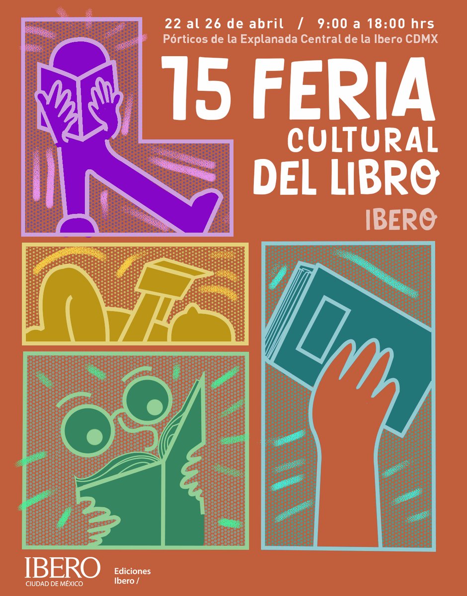 ¡Estudiantes de @IBERO_mx! 💜 Encuentren nuestra mesa de publicaciones en la 15 Feria Cultural del Libro Ibero. Estaremos en los Pórticos de la Explanada Central hasta el 26 de abril de 9 a 18 h 📚 Consulta nuestras publicaciones: bit.ly/40MLHRK