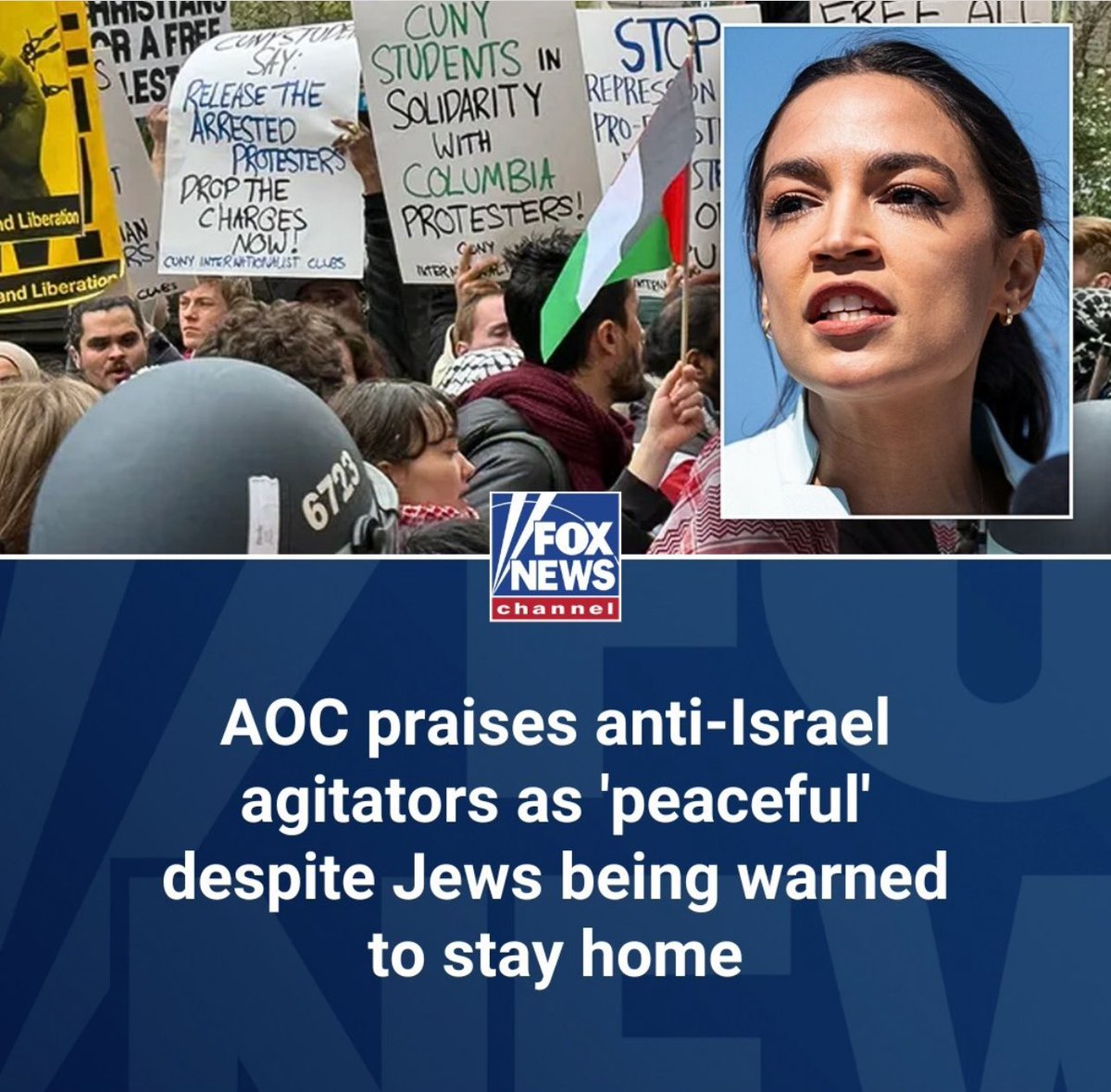 AOC is not the brightest bulb in the pack but Biden seems to listen to her. How can “Anti Israel” protesters be viewed as peaceful when they are refusing to let anyone Jewish on to the Campus?
