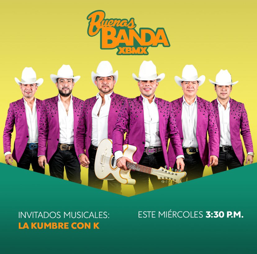 Este miércoles en #BuenasBandaXBMX, #BandaLaTreviñosa y #LaKumbreConK nos pondrán a bailar con su música 💃🏻🕺🏻 Te esperamos a las 3:30 p. m. MEX, con la mejor información de tus artistas favoritos 🤠