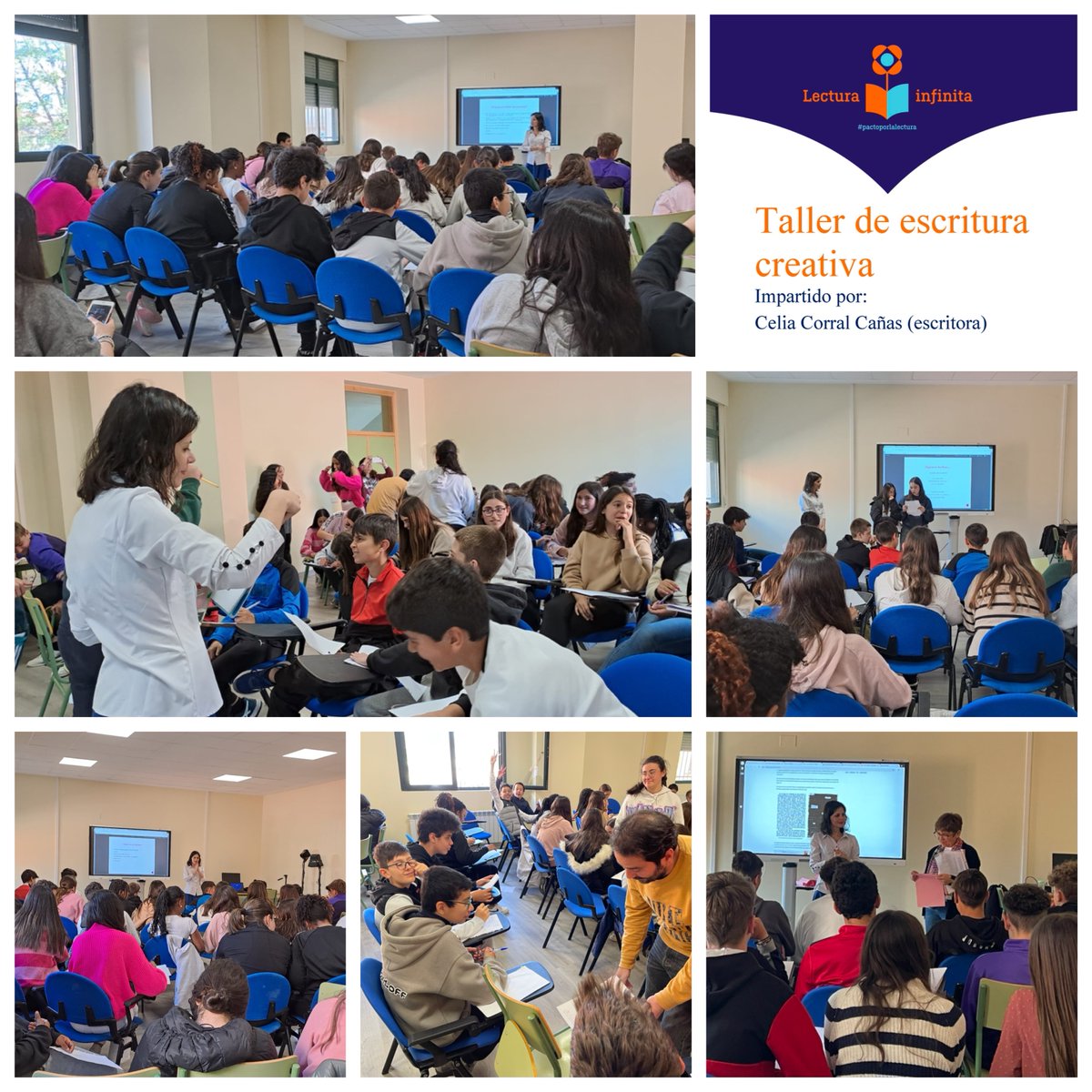 Taller de ESCRITURA CREATIVA impartido por <a href="/celiacorral/">Celia Corral Cañas</a>  para fomentar la lectura y la escritura en el alumnado de  1ESO, 2ESO y 3ESO. Gracias a <a href="/culturagob/">Ministerio de Cultura</a> "Lectura infinita" <a href="/librolecturagob/">DG del Libro, del Cómic y de la Lectura</a> <a href="/educacyl/">Educación JCyL</a>