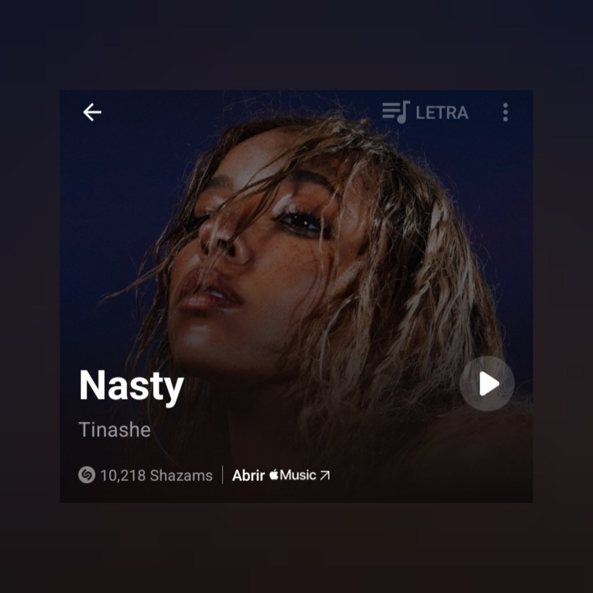 “Nasty” by @Tinashe has been Shazamed over 10,000 times on Shazam.