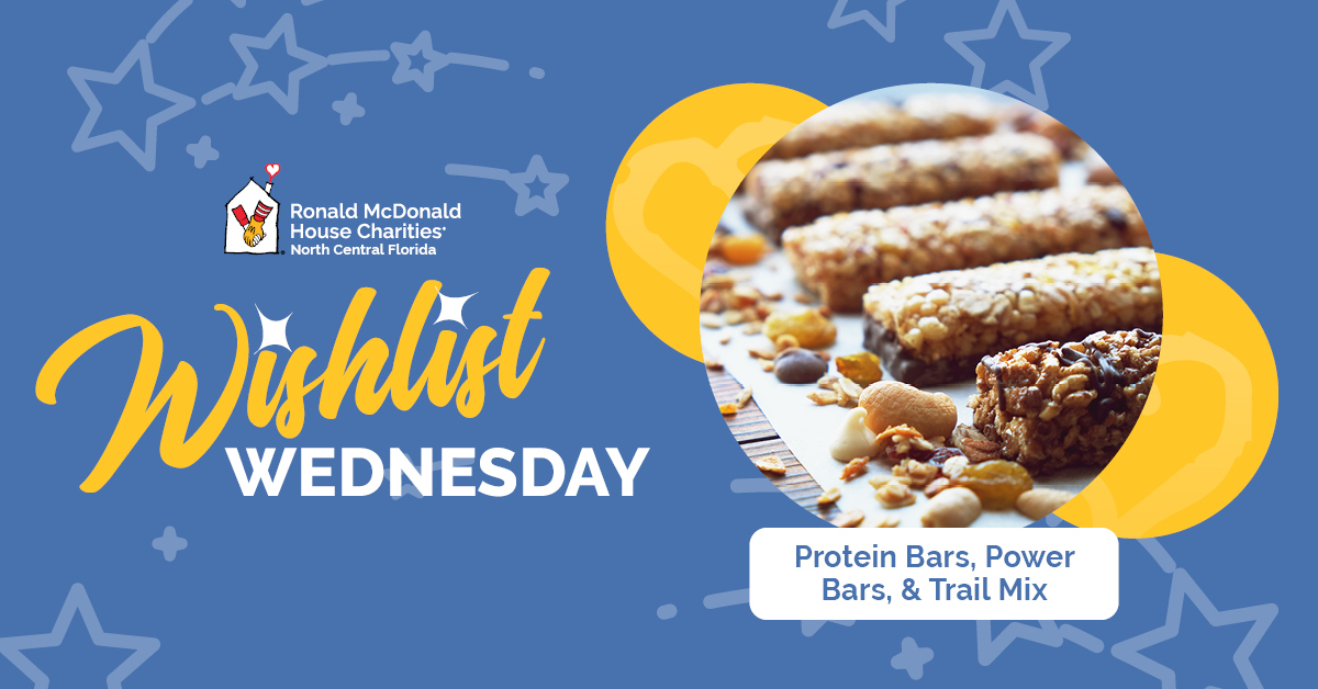 You have the power to provide strength and energy that fuels our House this #WishlistWednesday! We are in need of protein bars, power bars, & trail mix! Help at bit.ly/rmhcncfwalmart to keep our House stocked with energizing food for families! #KeepingFamiliesClose #forRMHC