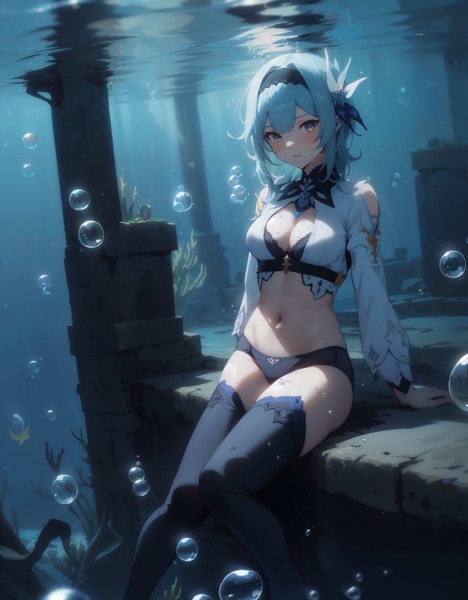 Eula chilling in some underwater ruins in Fontaine 🫧💙

#Eula #EulaLawrence #GenshinImpact #underwater
