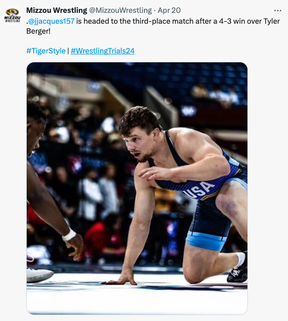 Congratulations to Tolton Alum, Jarrett Jacques! Jarrett is a Class of 2018 graduate. In his U.S. Olympic Trials debut he finished 4th in his weight class (74kg) earning his spot as an Alternate for the U.S. National Wrestling Team in Paris (7/26-8/11). WAY TO GO, TRAILBLAZER!