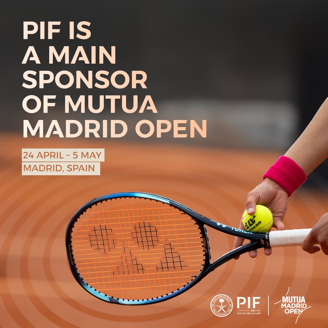 #PIF is back to sponsor another @atptour Masters 1000 tournament – this time in Madrid. As a Main Sponsor of the @MutuaMadridOpen, PIF is looking forward to continuing its journey to bring tennis to a new generation of fans through unique experiences. #MMOPEN