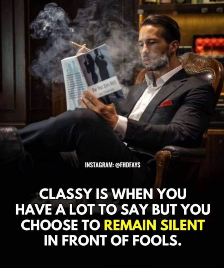 In the tapestry of elegance, class is the diamond that shines brightest amidst the noise. It's the art of restraint, of choosing silence over squabbles, wisdom over witticisms. Let your actions speak volumes as you rise above the noise with grace and dignity. #ClassyElegance