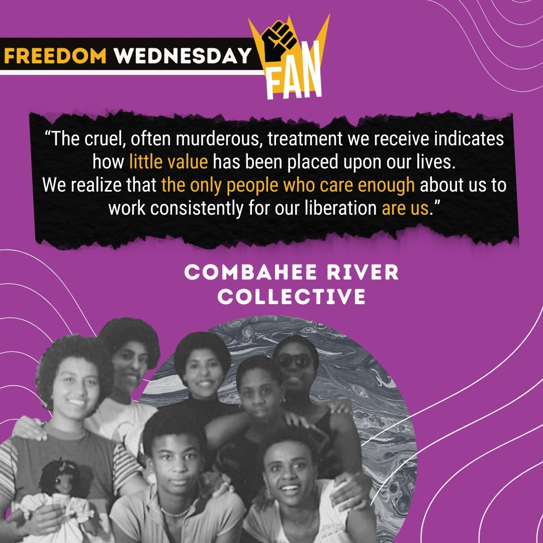 It's Freedom Wednesday! 

From the 1977  manifesto by the Black lesbian feminist Combahee River Collective. From their belief in Black women's inherent value, their politics recognized the importance of loving and defending ourselves. 

#defendblackwomen #survivedandpunished