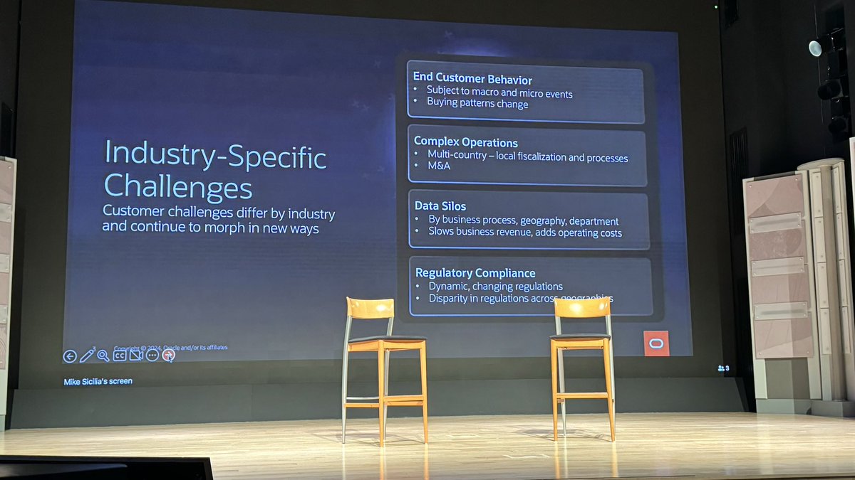rwang0's tweet image. MyPoV: @sicilia_mike shares the approach @oracle takes for Industry Cloud.  This is much improved than in the past. 

#OracleARSummit #OracleAnalystSummit