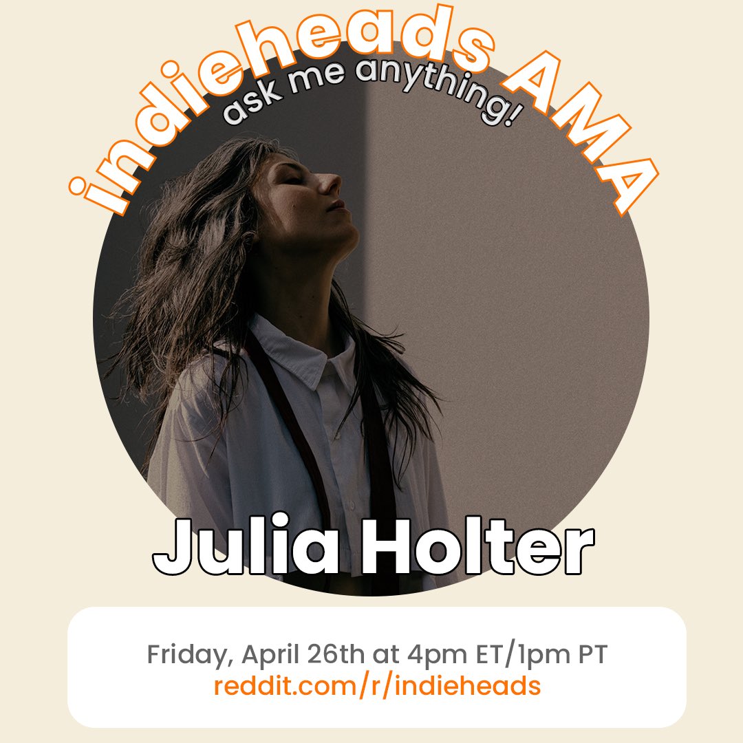 ‼️ JUST ANNOUNCED 💃 AMA w/ Julia Holter (@JULIA_HOLTER) 📅 Friday, April 26th @ 4pm ET/1pm PT 📷 More info: redd.it/1cc80fp