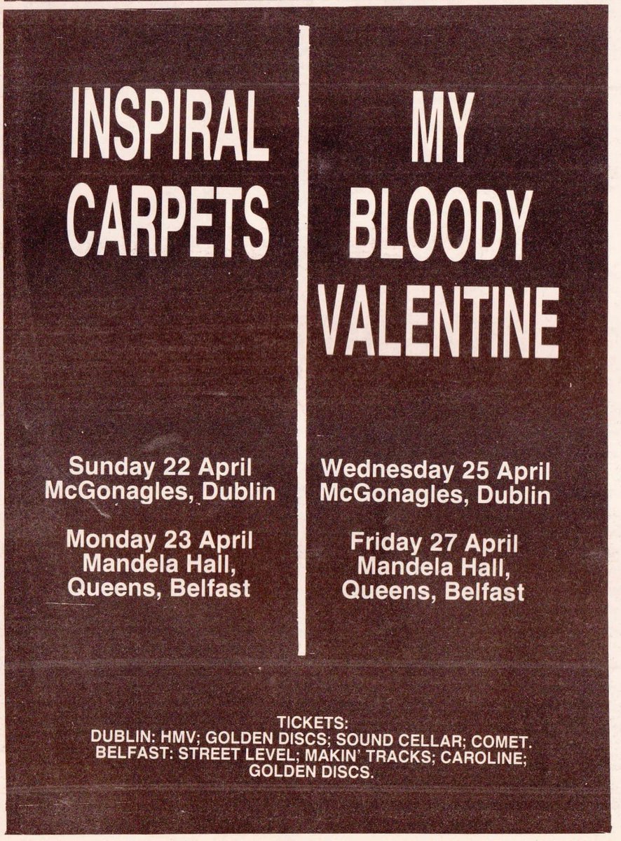 I was at both. Life & Glider EP out 23/04. Inspirals: the crowd's enthusiastic dancing & its effect on the wooden floor (broken). 

MBV: bad sound; most infamous when someone shouted 'PLAY CUPID COME' after the band had just played Cupid Come. #InspiralCarpets #MyBloodyValentine