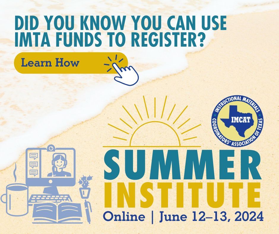 IMCATNEWS's tweet photo. Looking forward to joining IMCAT online this June 12–13 for the 2024 Summer Institute, but unsure about the registration expenses? Discover how you can utilize your IMTA funds to cover your registration fees: https://t.co/nC3da1r7i1 https://t.co/vh53HEFZrL