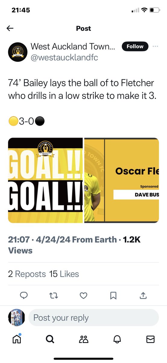 Huge congratulations to former student <a href="/oscarfletch8/">oscar fletcher</a>  who scored for <a href="/westaucklandfc/">West Auckland Town FC</a> in their 3-0 win in the final of the Durham Cup at the Stadium of light 🏆