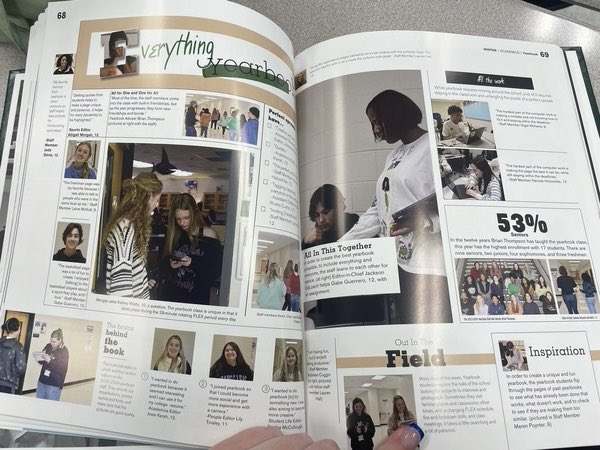 Lainey’s favorite “DPS” (double-page spread) is this one: a close up look at what it’s like being on the best yearbook staff in Newton County #everythingeastside