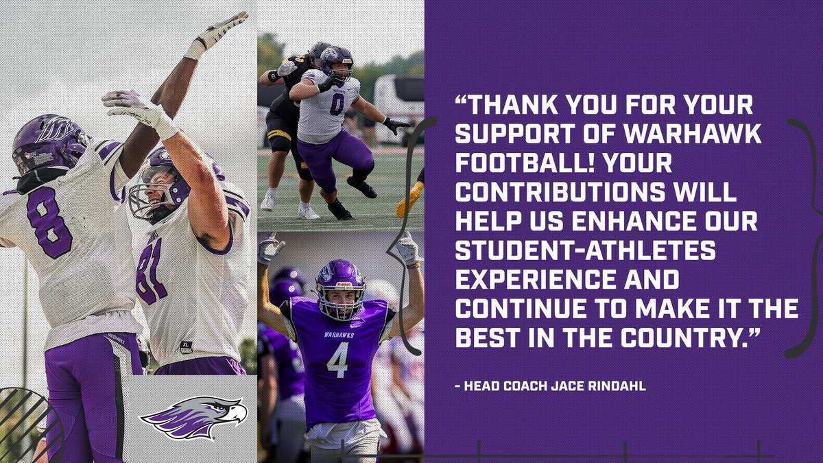 A big WARHAWK THANK YOU for everyone who donated to UW-Whitewater Football yesterday during the 2024 Warhawks Give Day! Coach Rindahl and the rest of Warhawk Football thanks you for your support of Warhawk Athletics and our student-athletes!