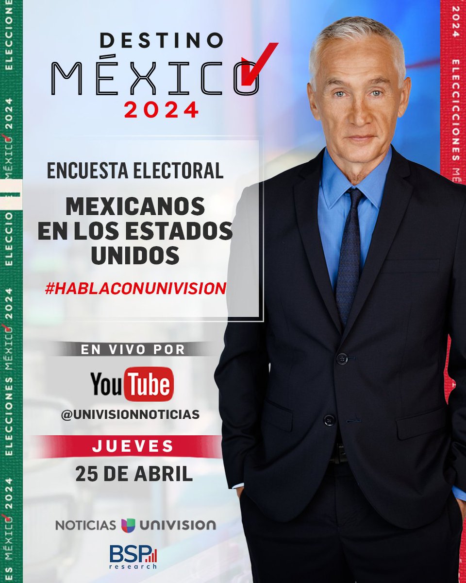 🇲🇽 #HablaConUnivision: ¿a qué candidato apoyan los votantes mexicanos en EEUU? @jorgeramosnews presenta los resultados de la primera encuesta en EEUU para las próximas elecciones presidenciales de México. 🗓️ Jueves 4pm/ 3C/ 1P. Lo podrás ver aquí 👉 youtube.com/watch?v=JsuaF2….