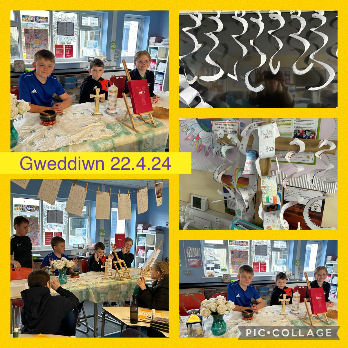 #STJYear5 had a busy Monday planting lettuce🥬and sweet corn 🌽in our new polytunnel. We also created spiral ascension prayers in our class Gweddiwn 🙏
