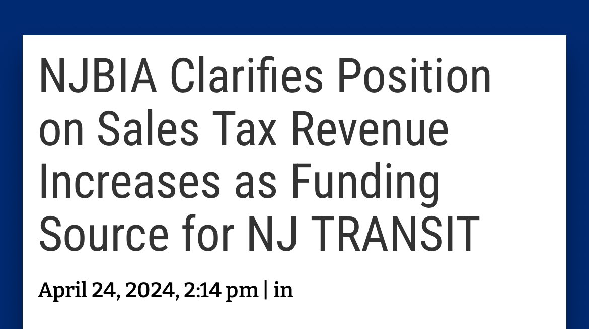 You really can’t make this up. Yesterday, the big business lobby held a press event and suggested raising the sales tax to fund NJ Transit. Republicans and progressives alike pushed back. Now they’re retracting their proposal, saying the $ should come from …somewhere else. 🤷🏻‍♂️