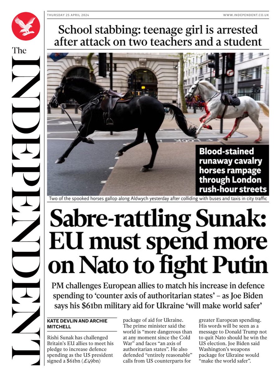 INDEPENDENT: Sabre rattling Sunak #TomorrowsPapersToday