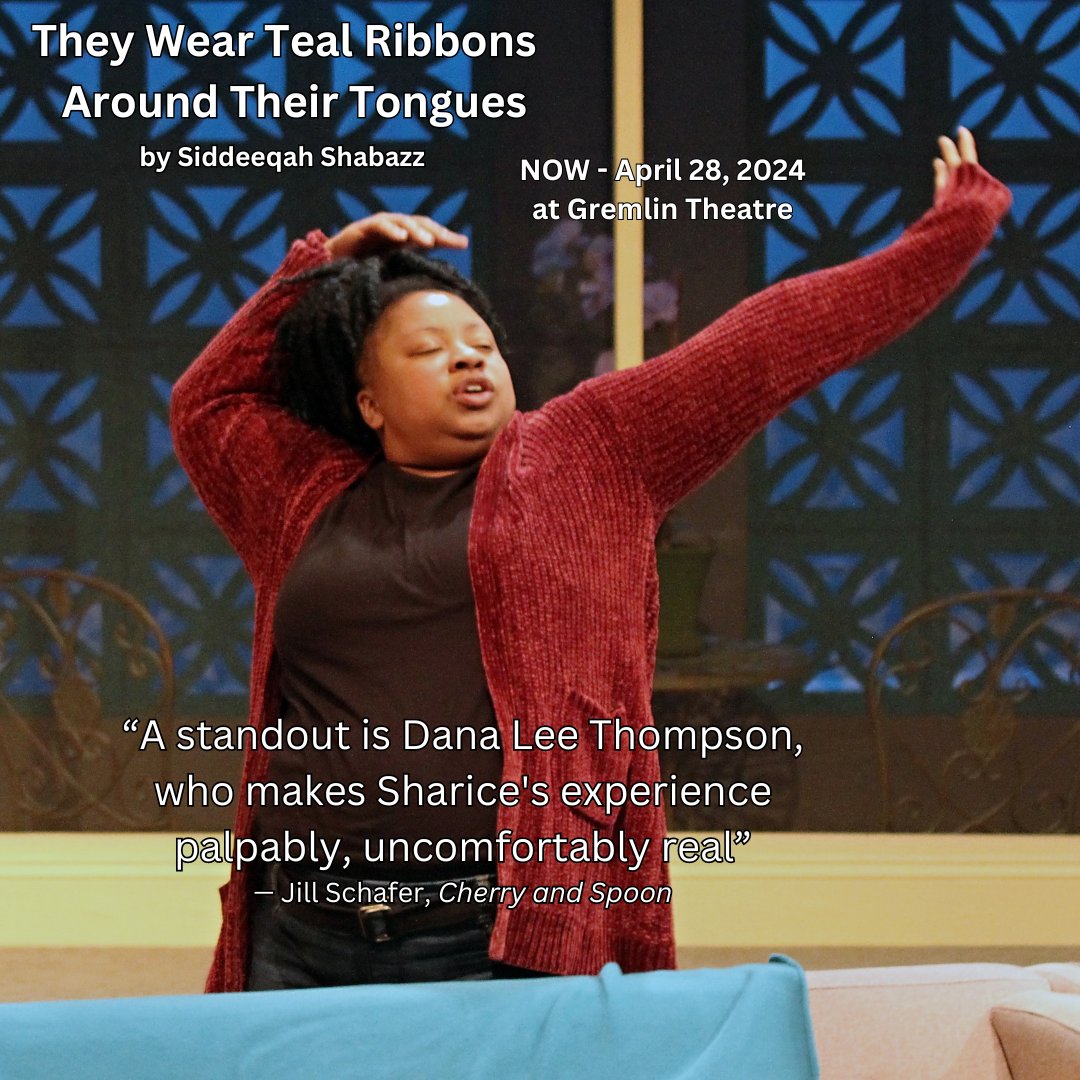fullcirclethr's tweet image. Performance tonight @ 7:30 pm: THEY WEAR TEAL RIBBONS AROUND THEIR TONGUES by Siddeeqah Shabazz!  

Directed by Lester Mayers  

Running April 17 - 28, 2024 at Gremlin Theatre  
Only 5 Performances Left  

GET TICKETS NOW: fullcircletheatermn.org/tickets 
All Tickets Pay As You&apos;re Able