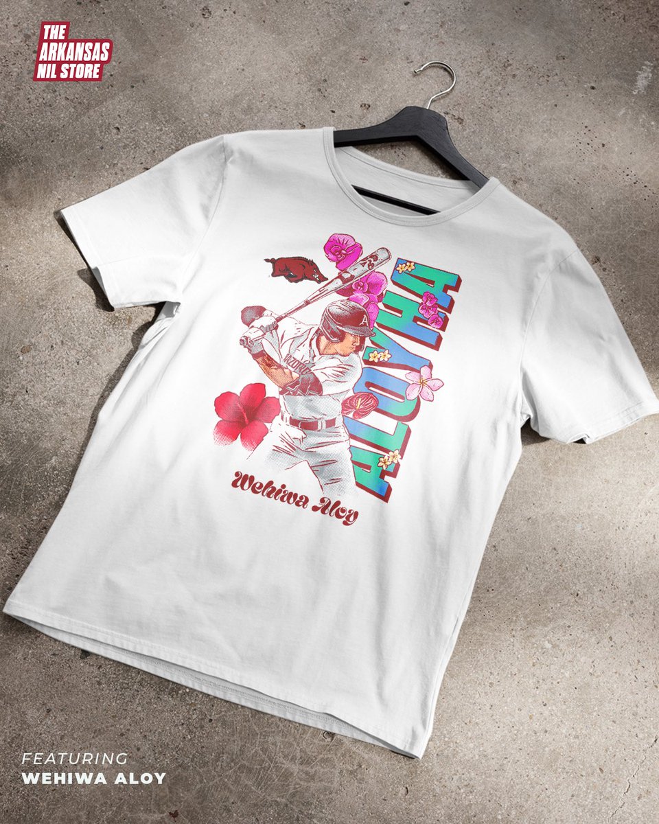 Aloha Wehiwa Aloy fans! EXCLUSIVE merch out NOW on the Arkansas NIL Store! Get yours today in support of Wehiwa! 🐗 ⚾️ 🌺 Shop: arkansas.nil.store/collections/we…