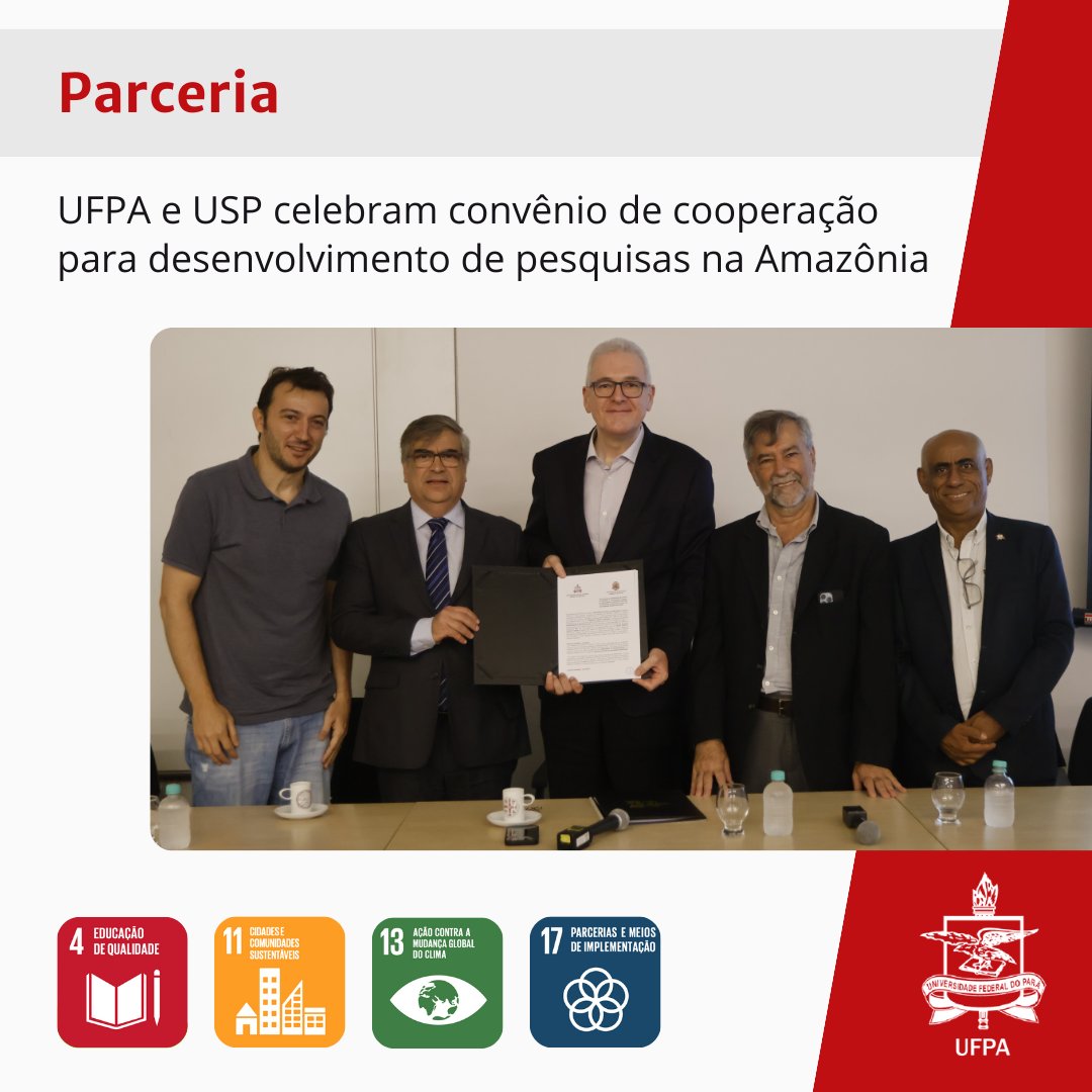 UFPA e @usponline celebram Convênio para o desenvolvimento de projetos de pesquisa em parceria na Amazônia, com atribuições compartilhadas na liderança intelectual e gestão de recursos, e foco nos grandes desafios da região. Leia no #portalUFPA tinyurl.com/ConvenioUFPAUSP