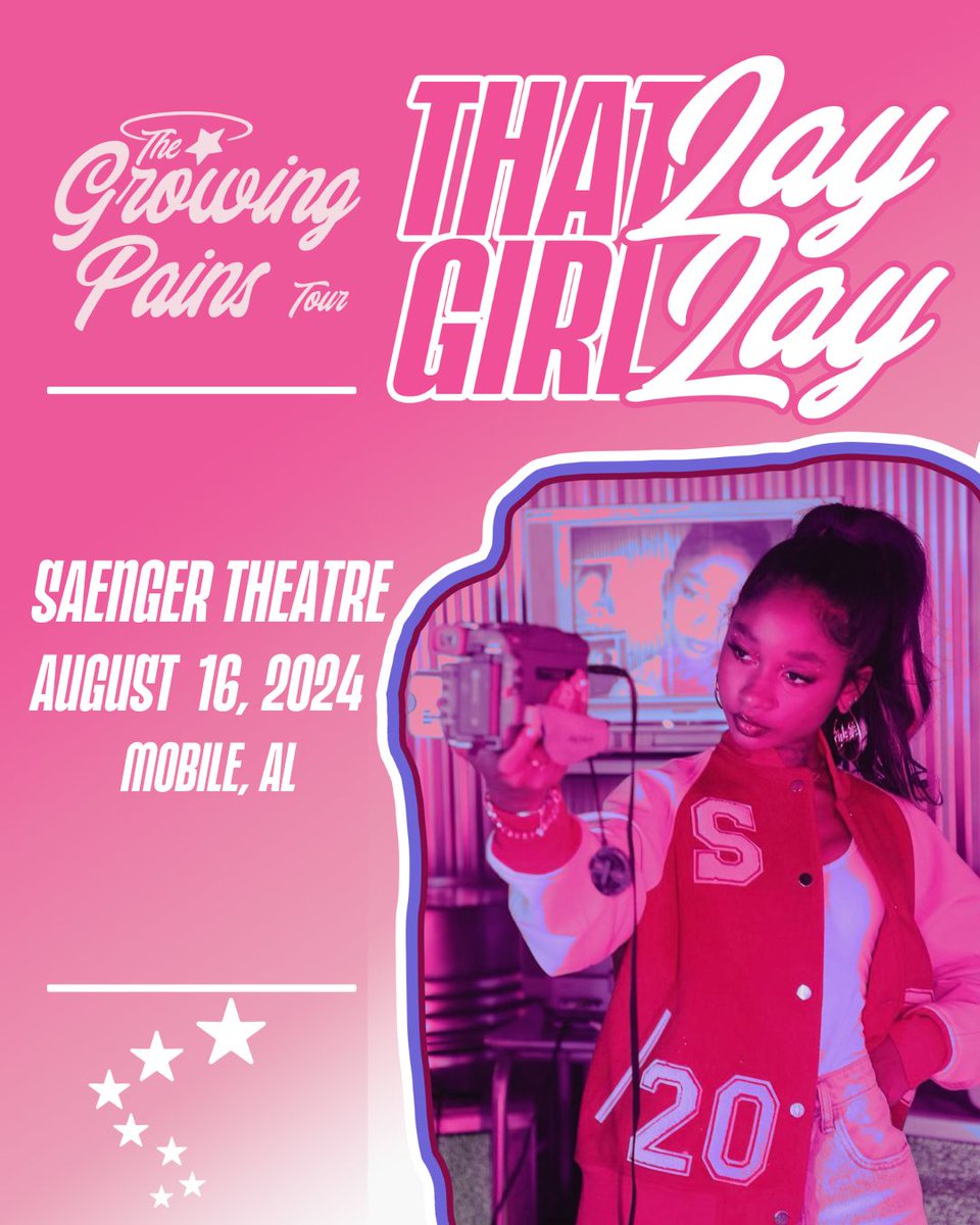 JUST ANNOUNCED! That Girl Lay Lay will bring her 'Growing Pains' tour to the Mobile Saenger Theatre August 16! Seats go on sale 4/26 at the box office or tinyurl.com/laylay24 #MobileAlabama #MobileAL #MobileCounty #BaldwinCounty #GulfCoast #DowntownMobile #Pensacola #Biloxi