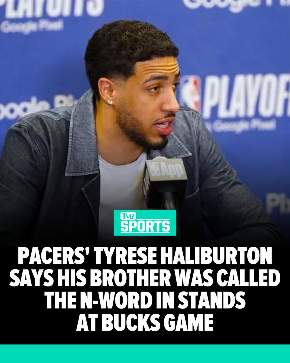 #Pacers star #TyreseHaliburton says his little brother was called the n-word while he was sitting in the stands watching Indiana's game vs. Milwaukee over the weekend.

See more 👉 tmz.me/hKvRT3V
