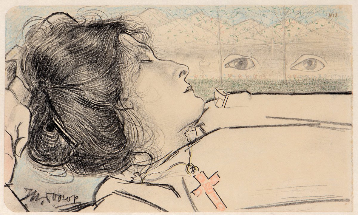 Jan Toorop
De Droom der Zeven Heuvelen
c. 1914
Pencil, black chalk and wax crayon