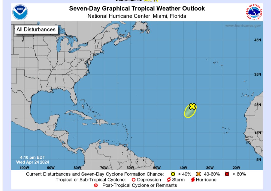 Atentos: Aparece el primer disturbio en el Atlántico. Parece indicar que podríamos tener formación ciclónica antes del tiempo inicio formal de temporada ciclónica. Los detalles esta tarde en la actualización del tiempo Atmosfèrico.