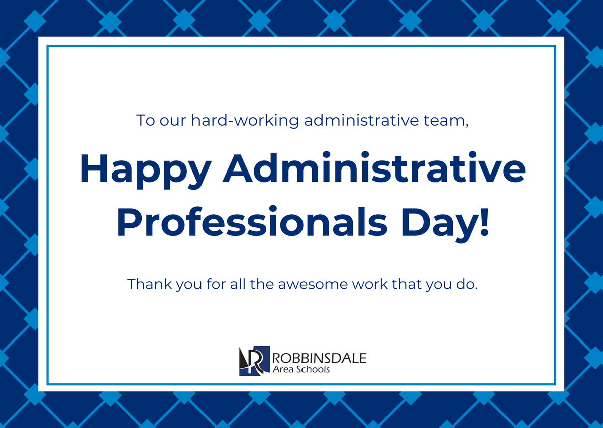 Today, April 24, is National Administrative Professionals Day! It also happens to be National Administrative Professionals Week. Thank you to all of the administrative professionals that help make Rdale a great place for students to #BelieveBelongBecome! #Rdale281 #RdaleProud