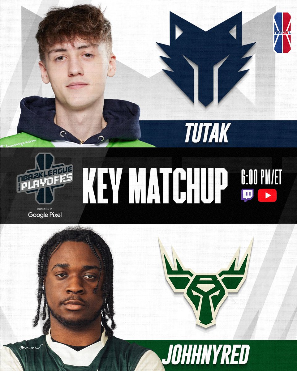 We've got an ELITE shooting matchup tonight when @TCUTutakk and @JohhnyRed_ take the NBA 2KL stage at the 3v3 #NBA2KLPlayoffs! ⚔: @TWolvesGaming vs @BucksGG 🕕: 6 PM/ET 💻: Twitch.tv/nba2kleague