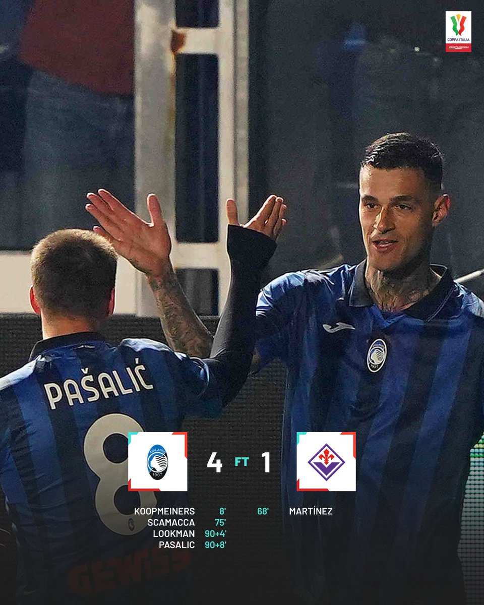 SerieA_EN's tweet photo. 𝗙𝗧

Atalanta are in the #CoppaItaliaFrecciarossa final 👏👏👏

#AtalantaFiorentina https://t.co/6gcfl9apkz