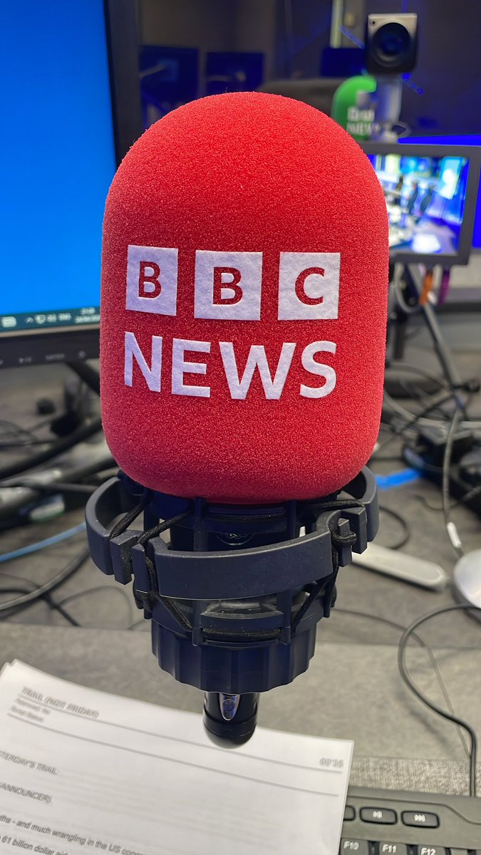 Back in front of a mic for a change. Will be hosting @BBCRadio4 The World Tonight in a minute … keeping the seat warm for my friend and esteemed colleague James Coomarasamy.