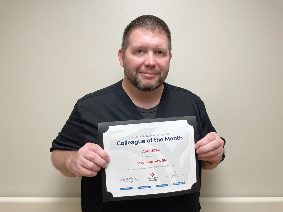 Congrats, Jason Garrett, RN, & JMH Colleague of the Month! Colleagues appreciate how Jason prioritizes safety especially in patient care. “Jason never fails to put a smile on patient & staff faces. He is one of the best team players we have on night shift,” wrote his nominator.