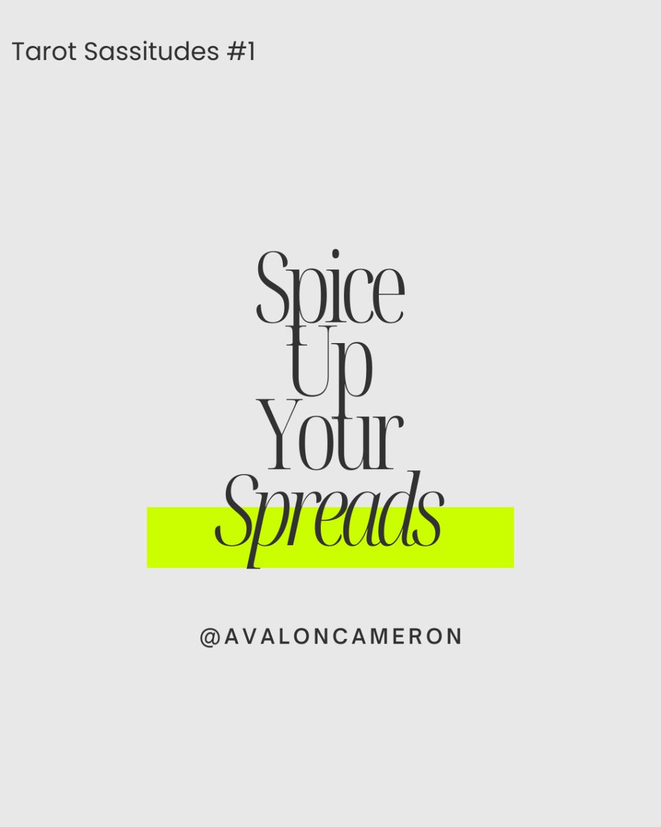 Tarot Tip #1: Spice Up Your Spreads: Don't settle for the same old spreads—get creative and spice things up! 🌶️ Mix and match cards to create custom spreads that speak to your unique questions and intentions. 
#tarot #learntarot #tarotteacher #tarotguidance #avaloncameron