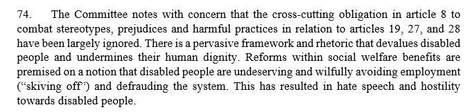 We heard this rhetoric when @RishiSunak gave his speech about welfare reform & sick-note culture. He said it was a 'moral mission' but the UN committee had a different view describing the reforms as devaluing disabled people & undermining human dignity. 

#CRDP24 #DefendOurRights