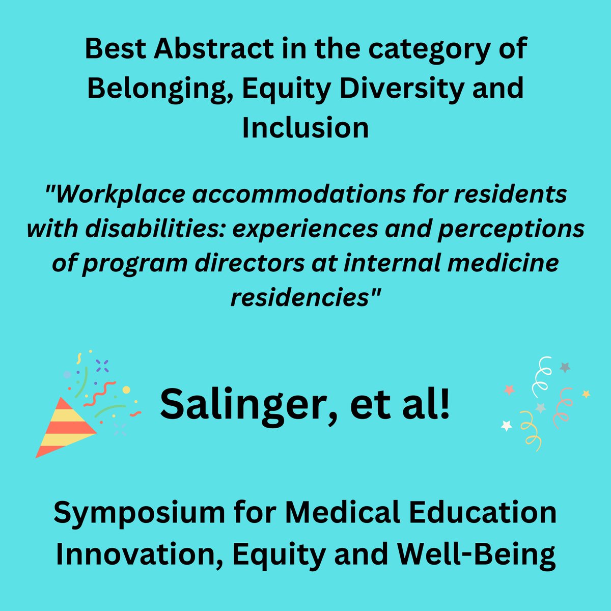 🎉 Huge congrats to @MagSalMed and her team for their groundbreaking work on #DisabilityInclusion in #GME! Recognized by @BrownMedicine as Best Abstract in the category of Belonging, Equity, Diversity, and Inclusion. 🌟 #DocsWithDisabilities #MedTwitter