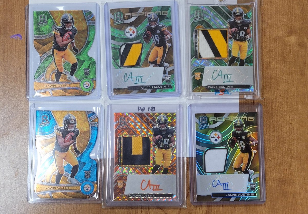 SlobbyH's tweet image. Let's try $100 shipped for all Calvin Austin III pictured

@ILOVECOLLECTIN1 @HobbyRetweet_ @sports_sell