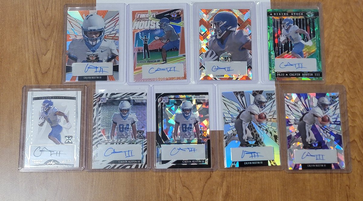 SlobbyH's tweet image. Let's try $100 shipped for all Calvin Austin III pictured

@ILOVECOLLECTIN1 @HobbyRetweet_ @sports_sell