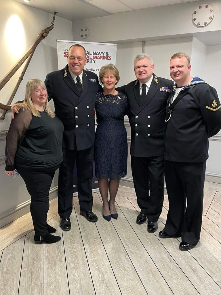 Cracking night at the @RNRMC recognition evening the team @teamdifh had a great catch up in Pompey and enjoyed a photo with a top lady she said First Sea Lady @FirstSeaLord - thank you one and all for the kind words tonight for what we do for the charity.