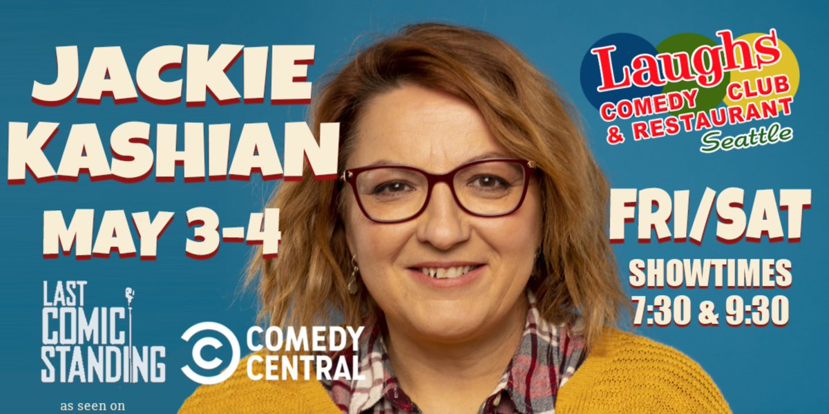 SEATTLE! From @DorkForestPod and @JackieandLaurie as well as her MANY excellent TV appearances, it's @jackiekashian! We always love when Jackie's in town and she always brings new stuff with her. Don't miss one of our absolute faves! May 3-4 🤩 🎟️🎟️: kashian.eventbrite.com
