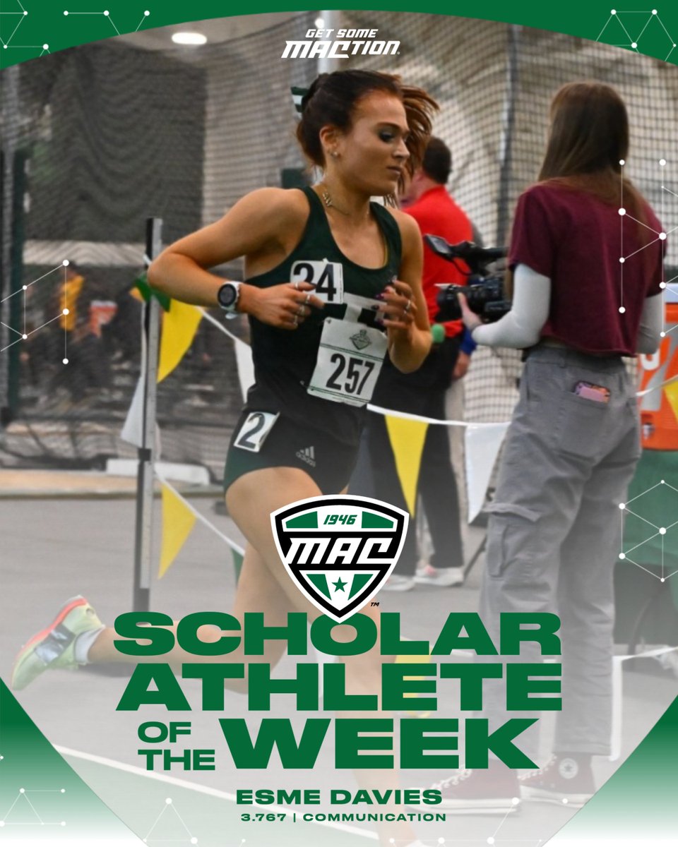 Esme Davies 3.767 GPA Communication Eastern Michigan women’s track & field student-athlete Esme Davies broke the school record in the 10,000m run at the Wake Forest Invitational, hosted by Wake Forest University, April 19. Davies earned a second-place finish, crossing the line