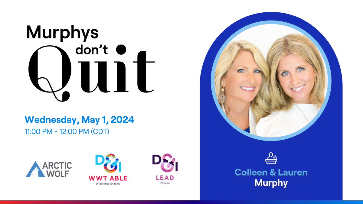 📆 ms.spr.ly/6012Yy5lQ Join us on May 1st for a powerful conversation with 'Murphys Don't Quit', and hear about Lauren Murphy's incredible story of resilience, recovery, and determination after a life-altering accident.